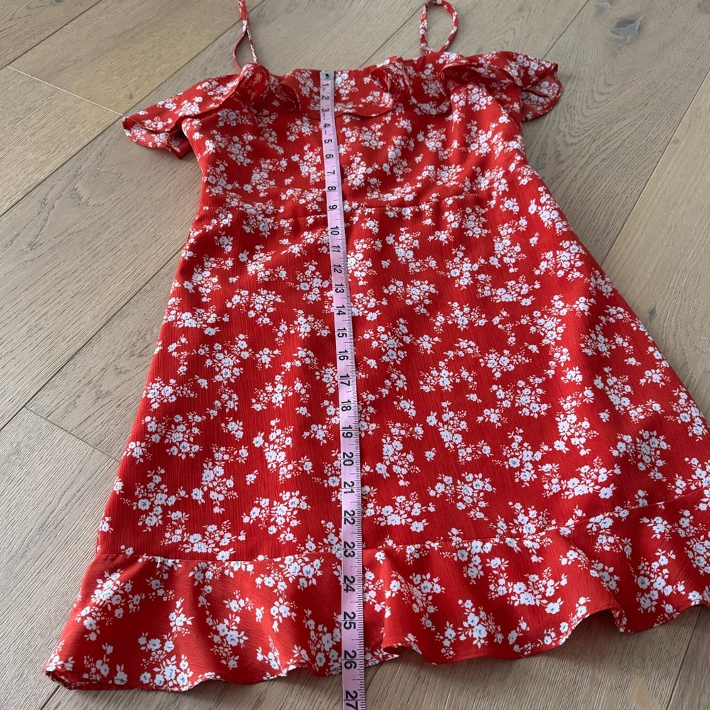 Acoa Ruffled Floral Red Dress Small - Picture 4 of 8